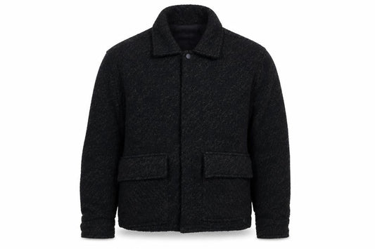 Folk Men Black L Basic Jacket Polyester Casual Mid-Length