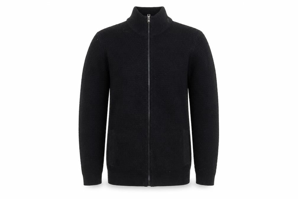 Marks & Spencer Men's Black Full Zip Acrylic Jumper Size S