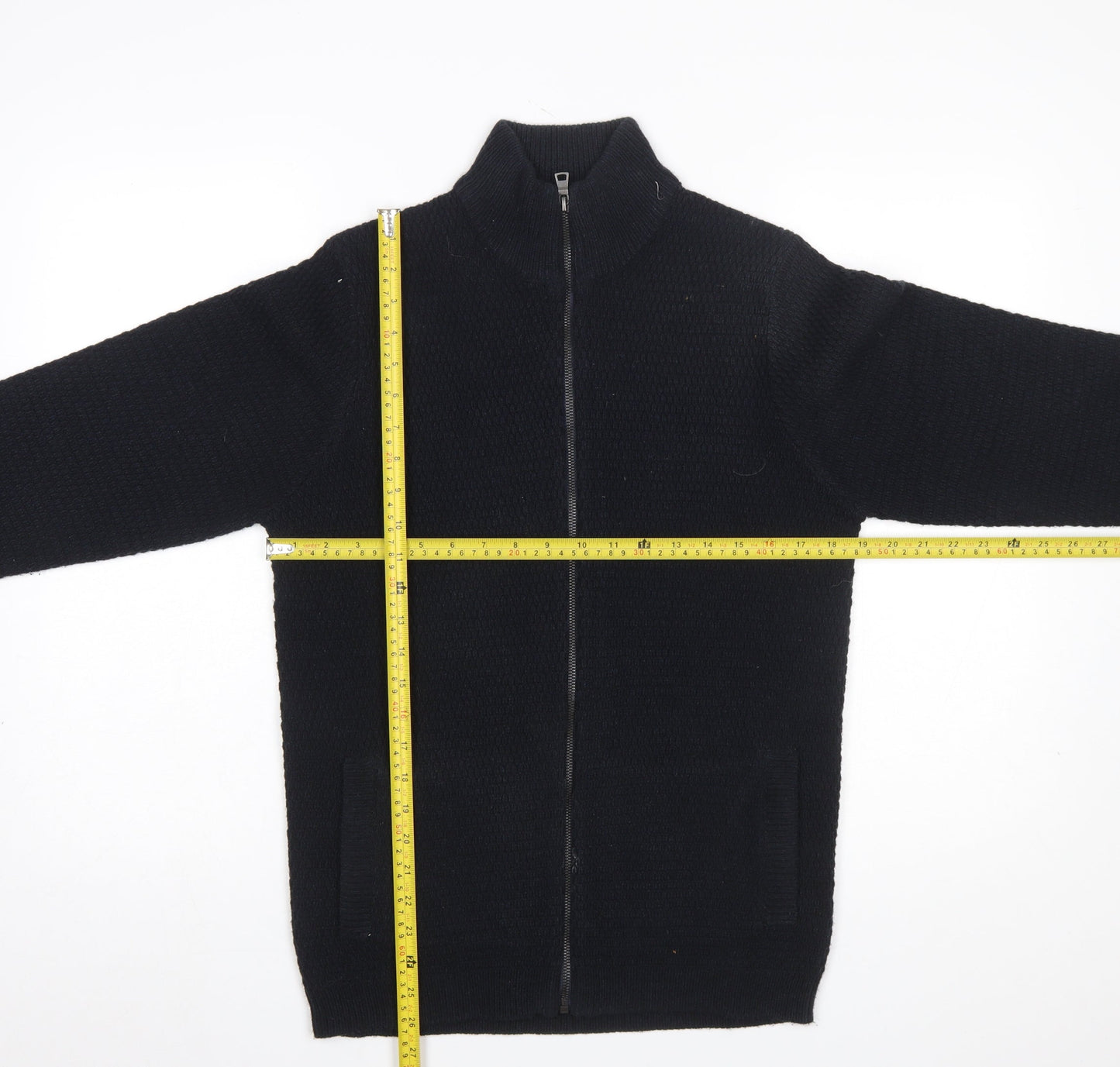 Marks and Spencer Men's Black Full Zip Acrylic Jumper Size S