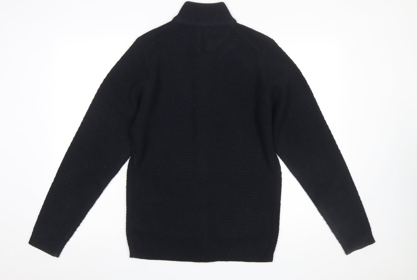 Marks and Spencer Men's Black Full Zip Acrylic Jumper Size S