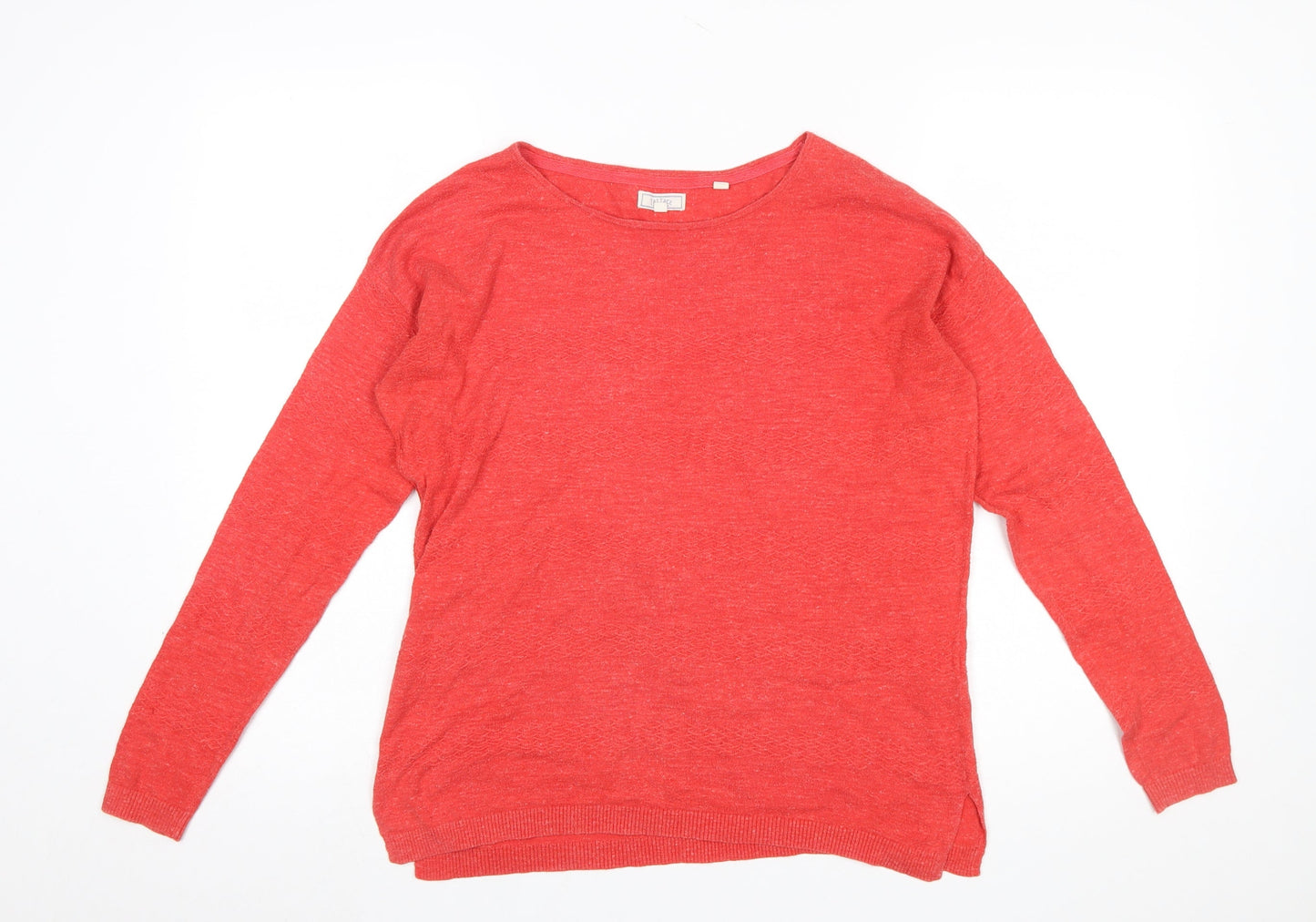 Fat Face Women Red Cotton Crew Neck Long Sleeve Pullover Jumper Size 8