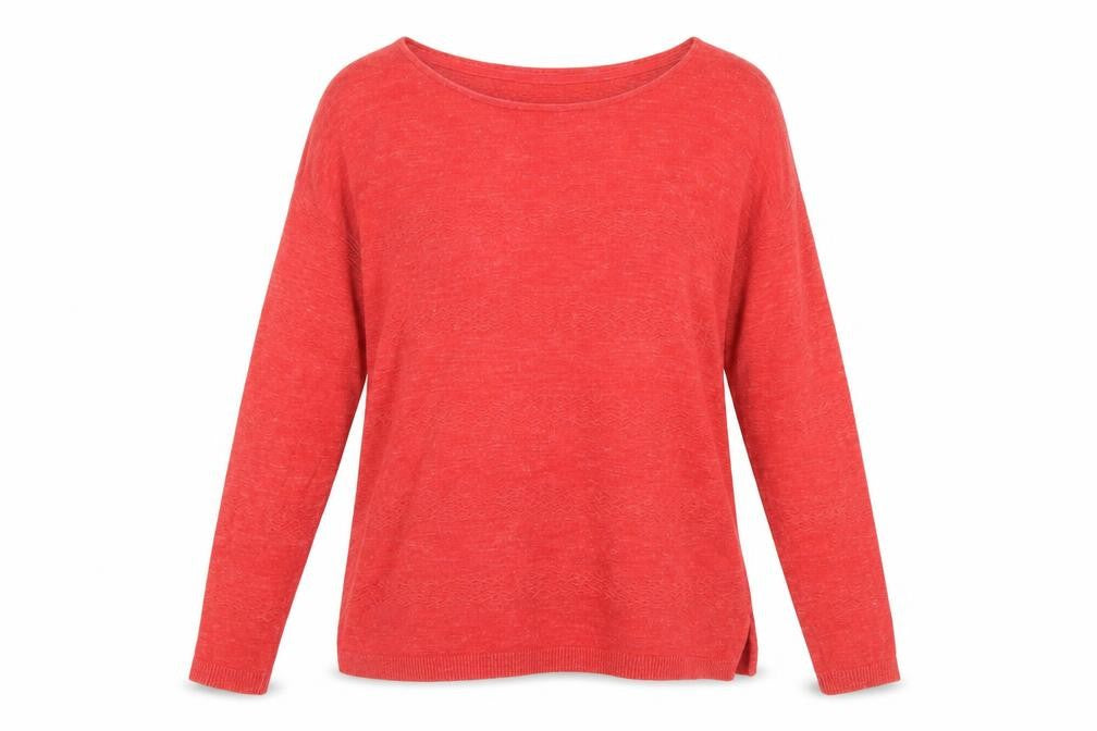 Fat Face Women Red Cotton Crew Neck Long Sleeve Pullover Jumper Size 8