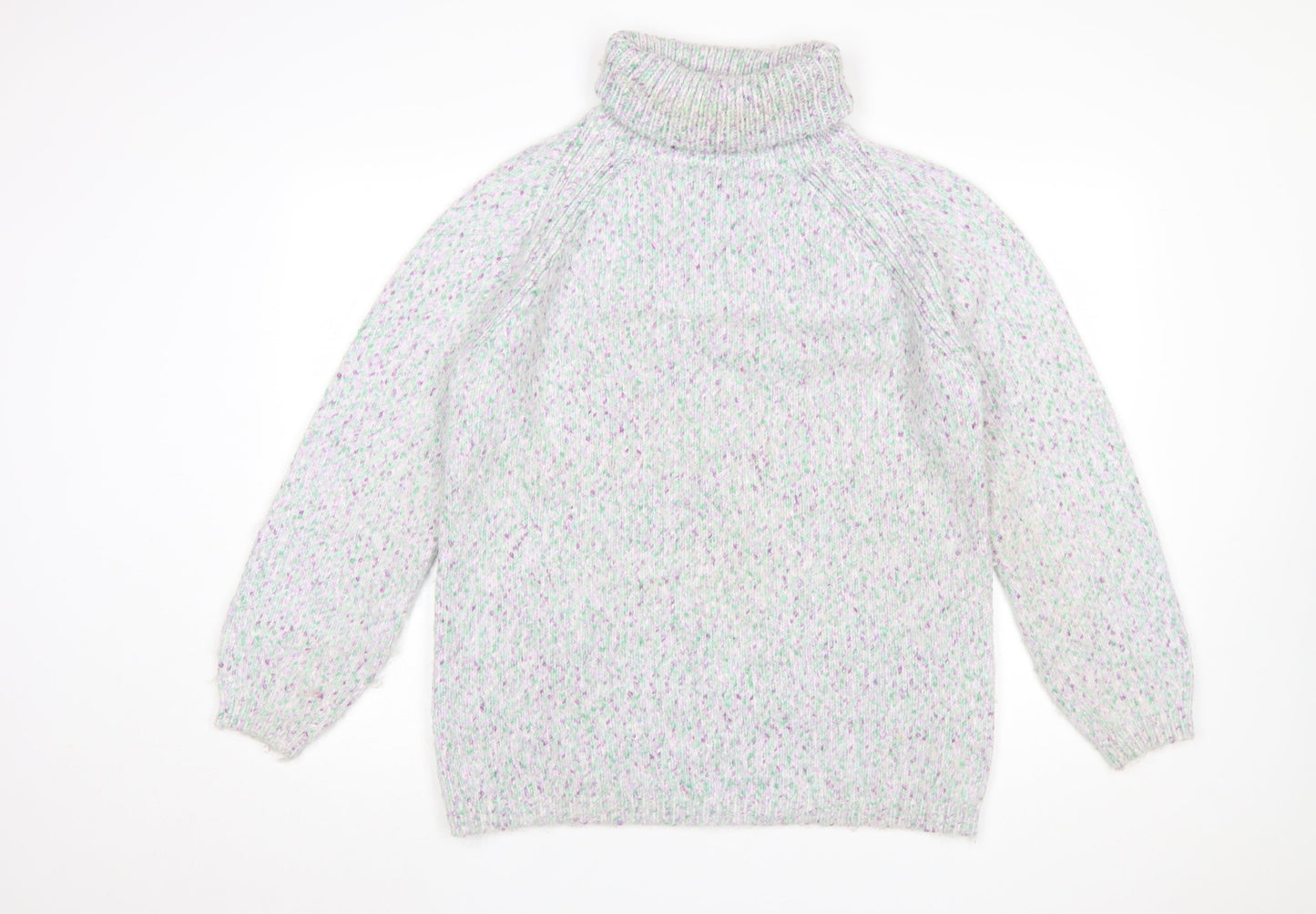 Marks and Spencer Women’s Grey Mix Roll Neck Chunky-Knit Jumper Medium