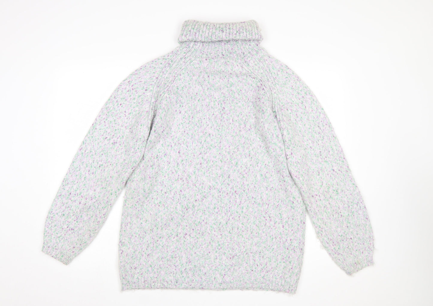 Marks and Spencer Women’s Grey Mix Roll Neck Chunky-Knit Jumper Medium