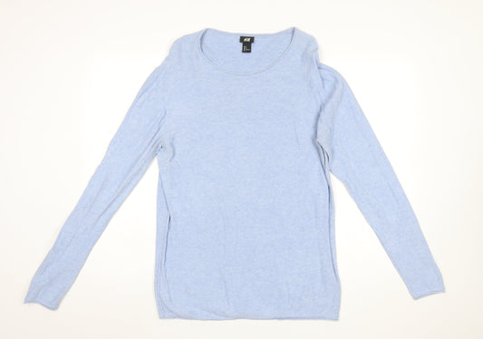 H&M Womens Blue Cotton Long Sleeve Jumper Size 14 Regular Fit
