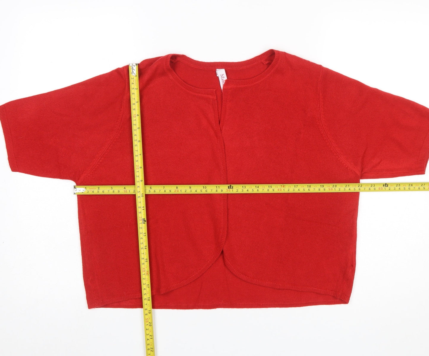 Marisota Women Red Short Sleeve Knit Cardigan Size 16/18