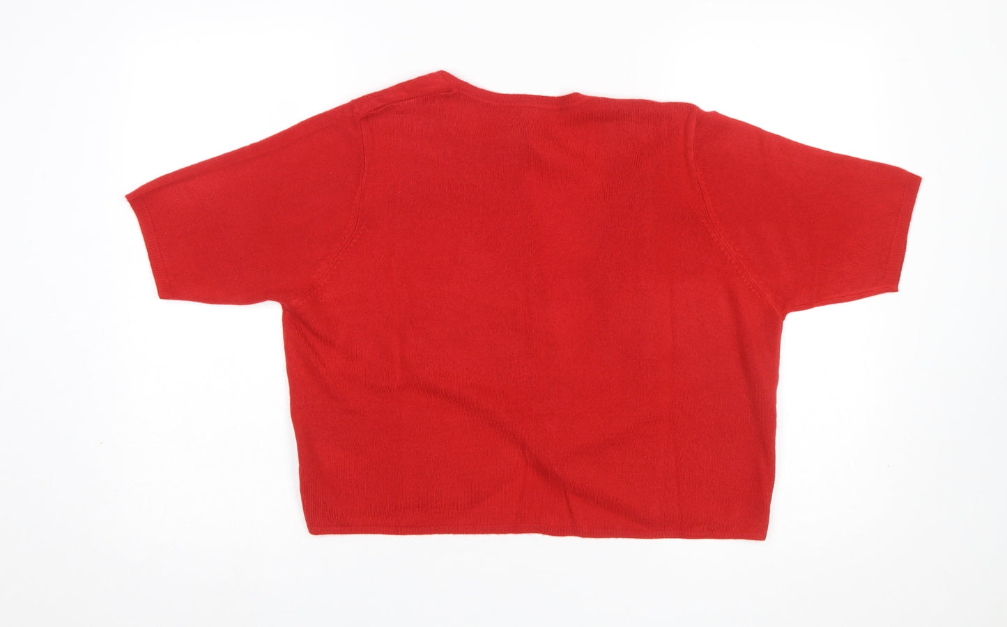 Marisota Women Red Short Sleeve Knit Cardigan Size 16/18
