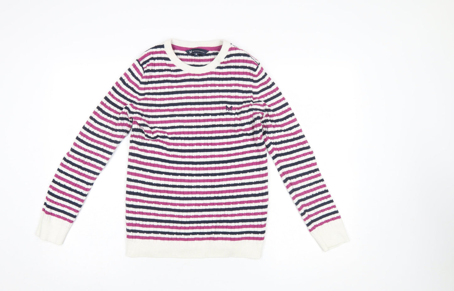 Crew Clothing Women’s Multicoloured Stripe Cotton Cashmere Jumper Size 12