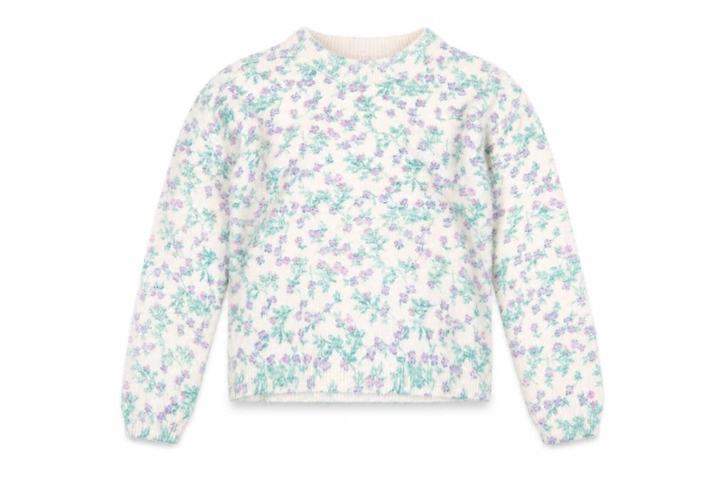 Franki by Francesca’s Girls Ivory Floral Pullover Jumper Size 12 Nylon Blend