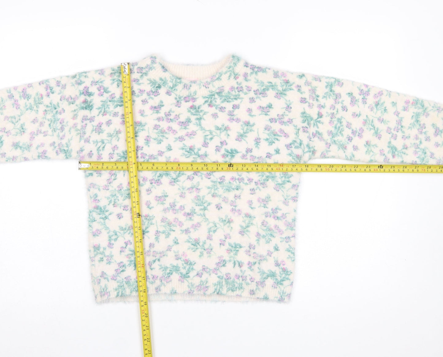 Franki by Francesca’s Girls Ivory Floral Pullover Jumper Size 12 Nylon Blend