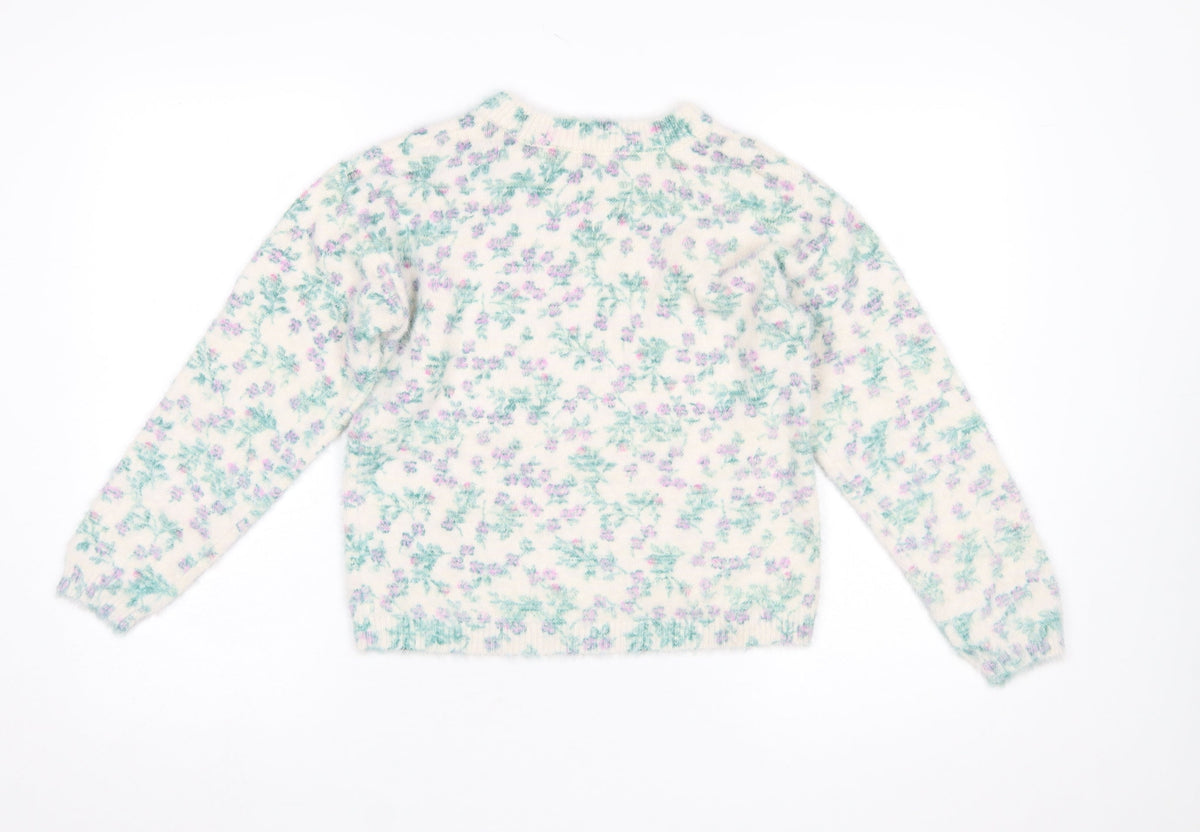 Franki by Francesca’s Girls Ivory Floral Pullover Jumper Size 12 Nylon Blend