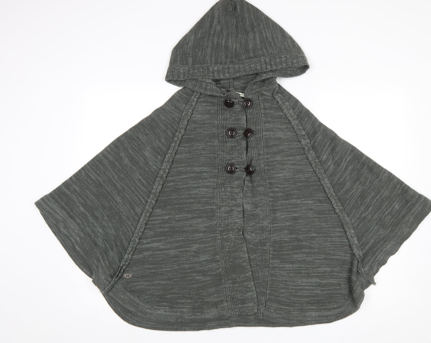Heaven Sent Womens Grey Hooded Knit Cape Jumper Size 10