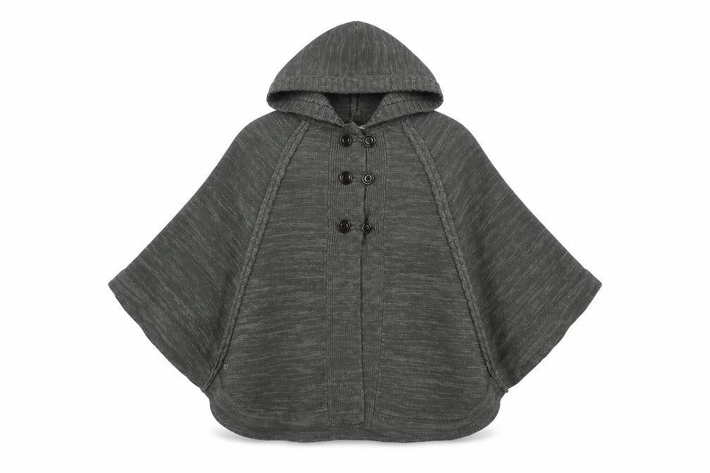 Heaven Sent Womens Grey Hooded Knit Cape Jumper Size 10