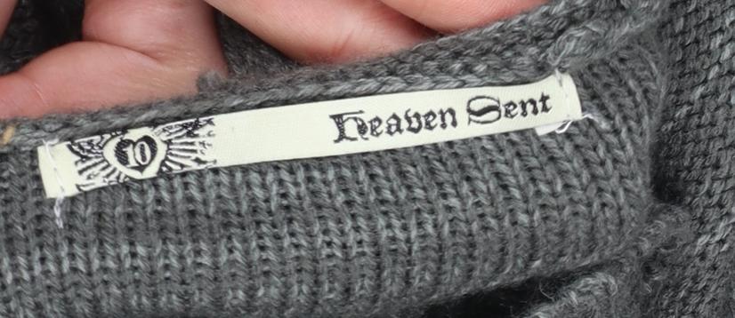 Heaven Sent Womens Grey Hooded Knit Cape Jumper Size 10