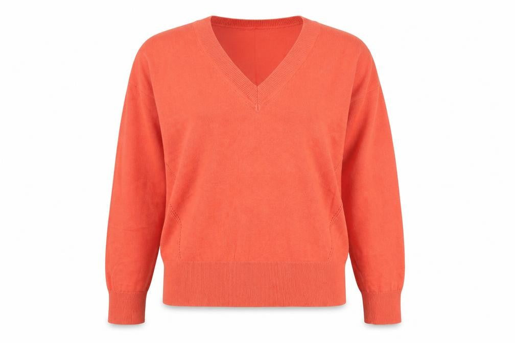Marks & Spencer Women Orange V-Neck Cotton Jumper Size S