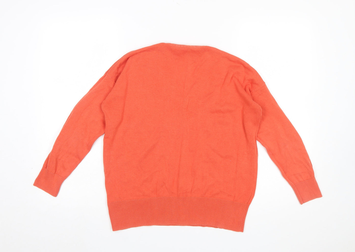 Marks and Spencer Women Orange V-Neck Cotton Jumper Size S