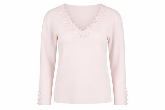 Wallis Women Pink V-Neck Long Sleeve Beaded Jumper Size 12