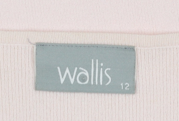 Wallis Women Pink V-Neck Long Sleeve Beaded Jumper Size 12