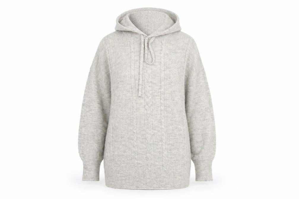Monsoon Women's Grey Hooded Knit Pullover Jumper Size S