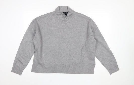 New Look Women Grey Mock Neck Knit Pullover Jumper Size L
