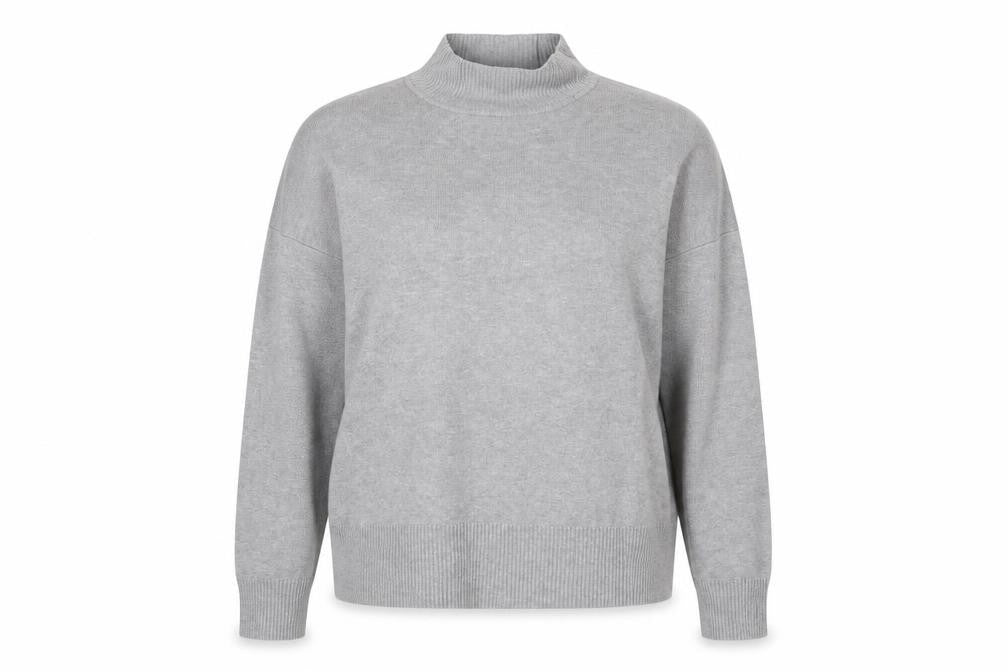 New Look Women Grey Mock Neck Knit Pullover Jumper Size L