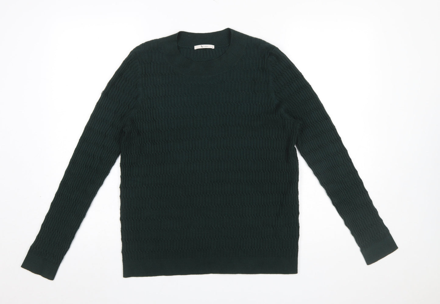 Tu Women Green Crew Neck Knit Jumper Size 14