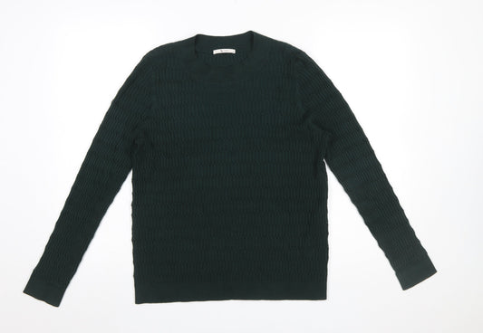 Tu Women Green Crew Neck Knit Jumper Size 14