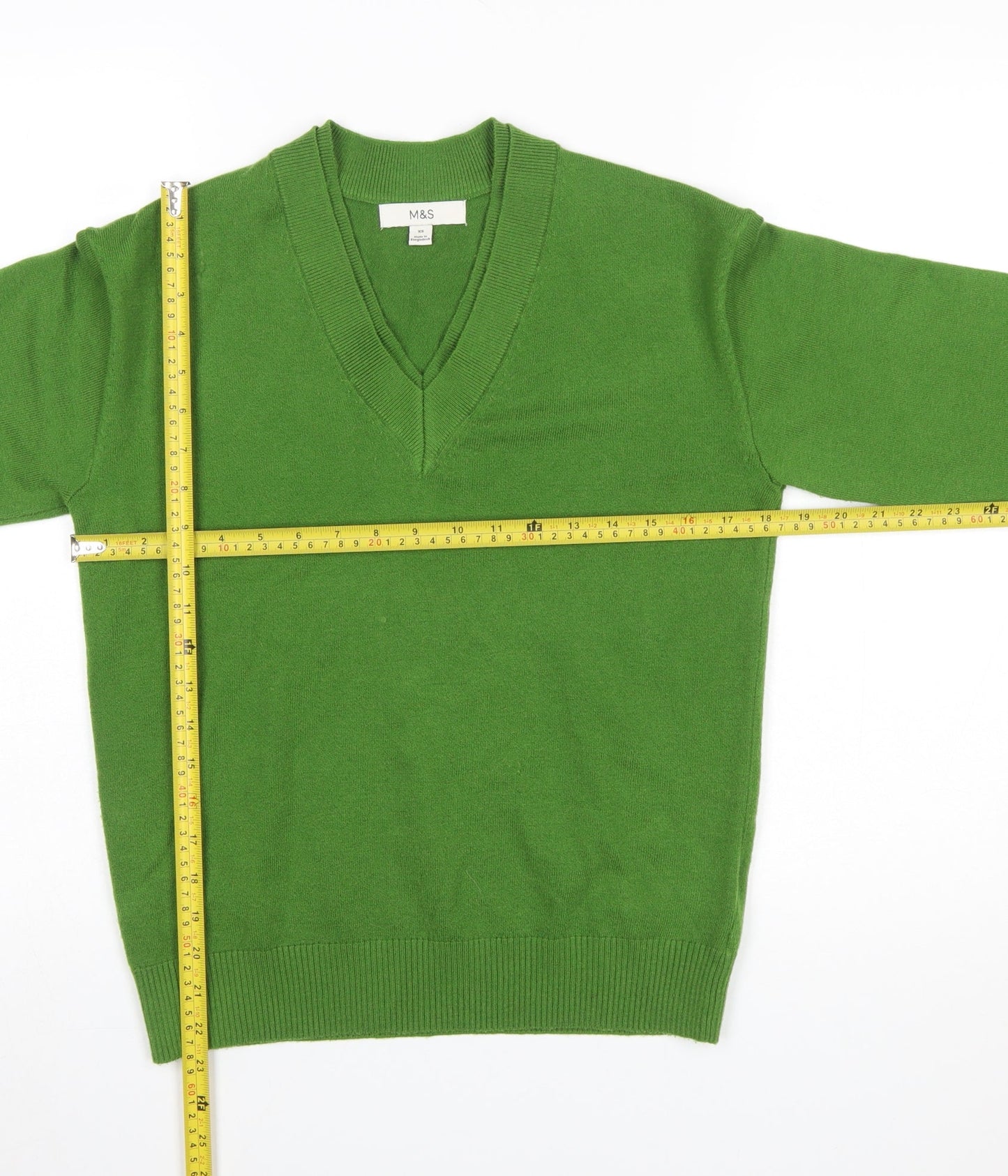 Marks and Spencer Women's Green V-Neck Pullover Jumper XS
