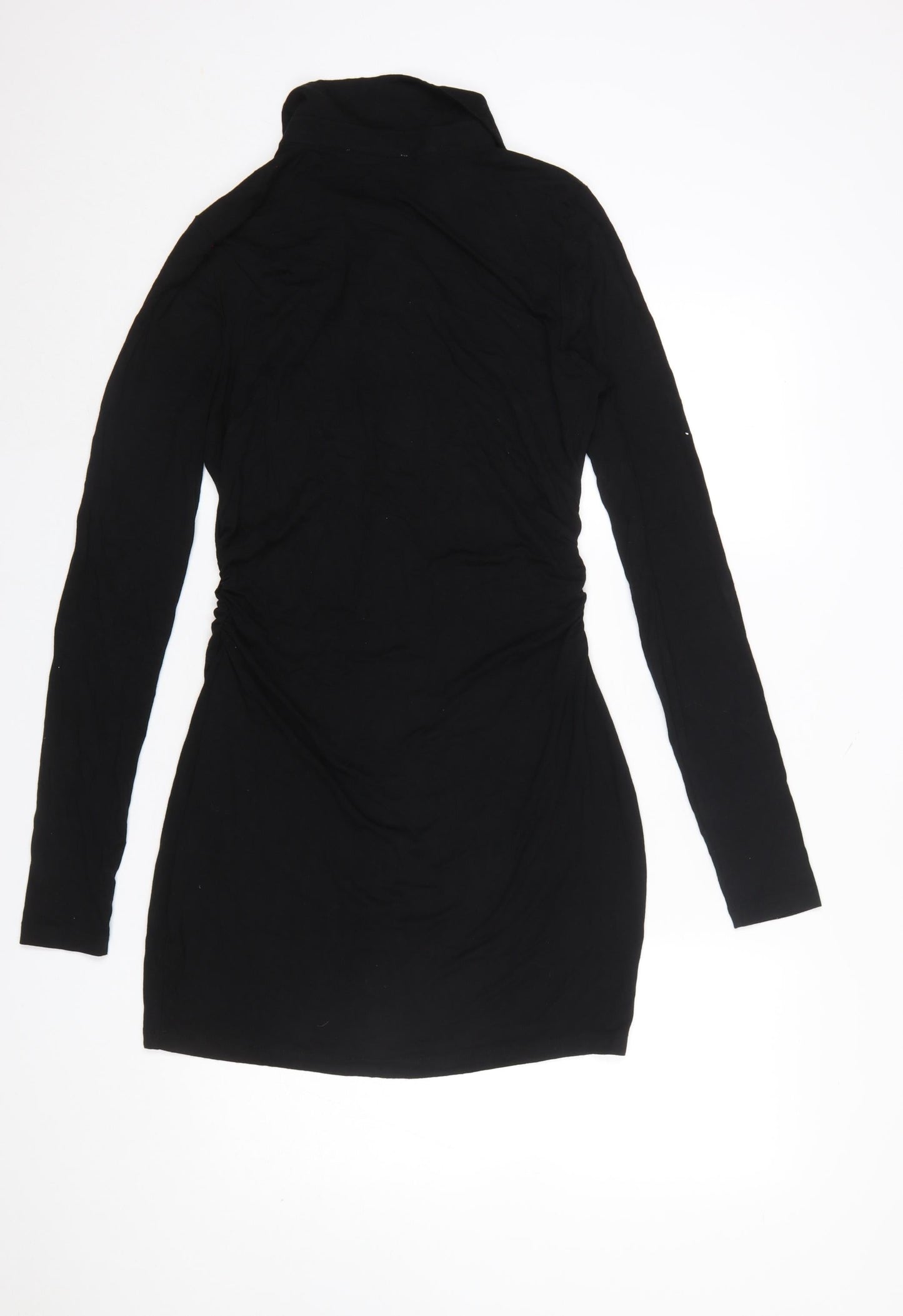 NA-KD Women Black Long Sleeve Collared Shirt Dress L