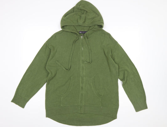 Marks and Spencer Women’s Green Acrylic Full Zip Hooded Jumper M