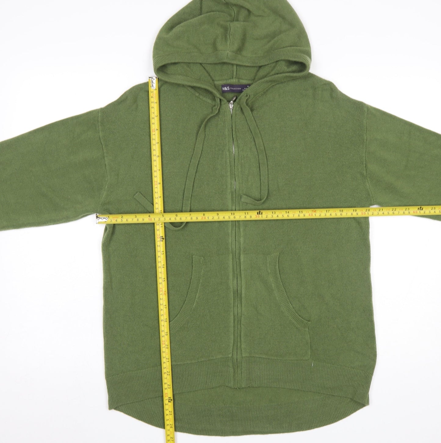 Marks and Spencer Women’s Green Acrylic Full Zip Hooded Jumper M