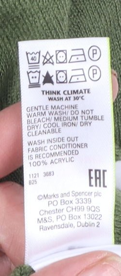 Marks and Spencer Women’s Green Acrylic Full Zip Hooded Jumper M