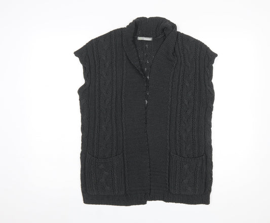 Marks and Spencer Women's Grey Cable Knit Sleeveless Cardigan S