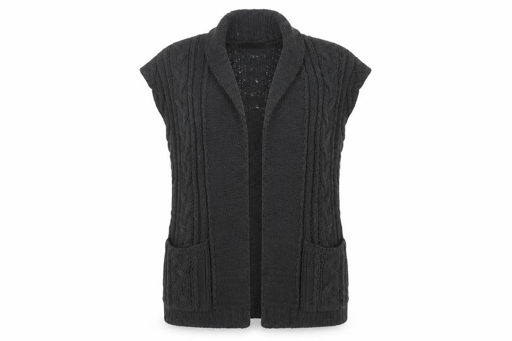 Marks & Spencer Women's Grey Cable Knit Sleeveless Cardigan S