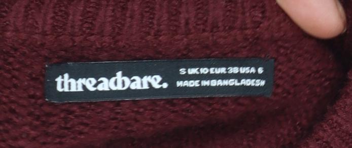 Threadbare Women's Burgundy Cardigan Size 10 Acrylic Blend Knit
