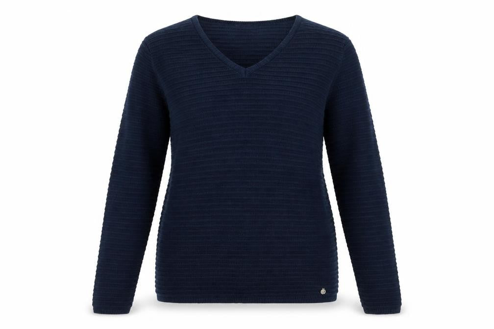 Fransa Women's Blue V-Neck Knit Pullover Jumper Size S