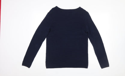 Fransa Women's Blue V-Neck Knit Pullover Jumper Size S