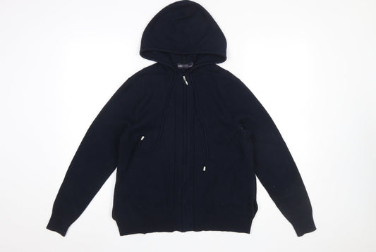 Marks and Spencer Women's Blue Full Zip Hooded Jumper Size M