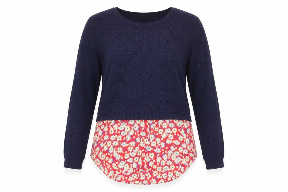 Next Women's Blue Floral Trim Pullover Jumper Size 6