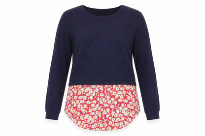 Next Women's Blue Floral Trim Pullover Jumper Size 6