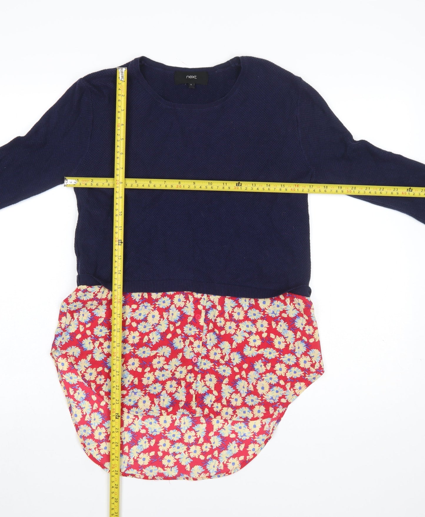 Next Women's Blue Floral Trim Pullover Jumper Size 6