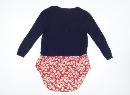 Next Women's Blue Floral Trim Pullover Jumper Size 6