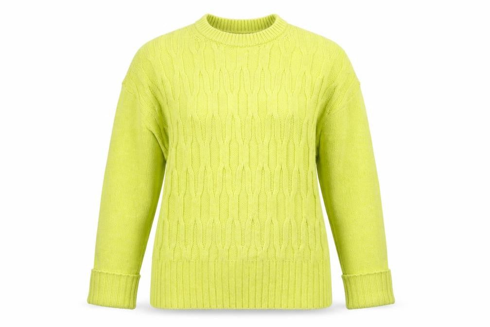 Marks & Spencer Women's Yellow Cable-Knit Crew Neck Jumper M