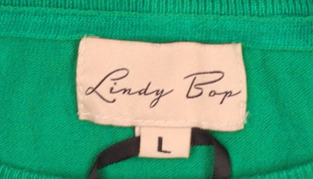 Lindy Bop Women's Green Short Sleeve Pullover Jumper Size L
