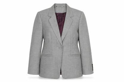 Austin Reed Women's Grey Wool Houndstooth Blazer Jacket Size 16 Classic Fit