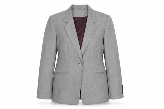 Austin Reed Women's Grey Wool Houndstooth Blazer Jacket Size 16 Classic Fit