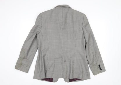 Austin Reed Women's Grey Wool Houndstooth Blazer Jacket Size 16 Classic Fit