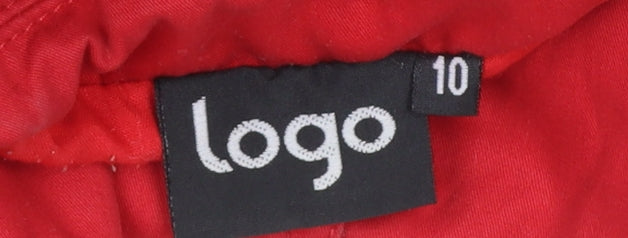 Logo Womens Red Cotton Belted Trench Coat Size 10