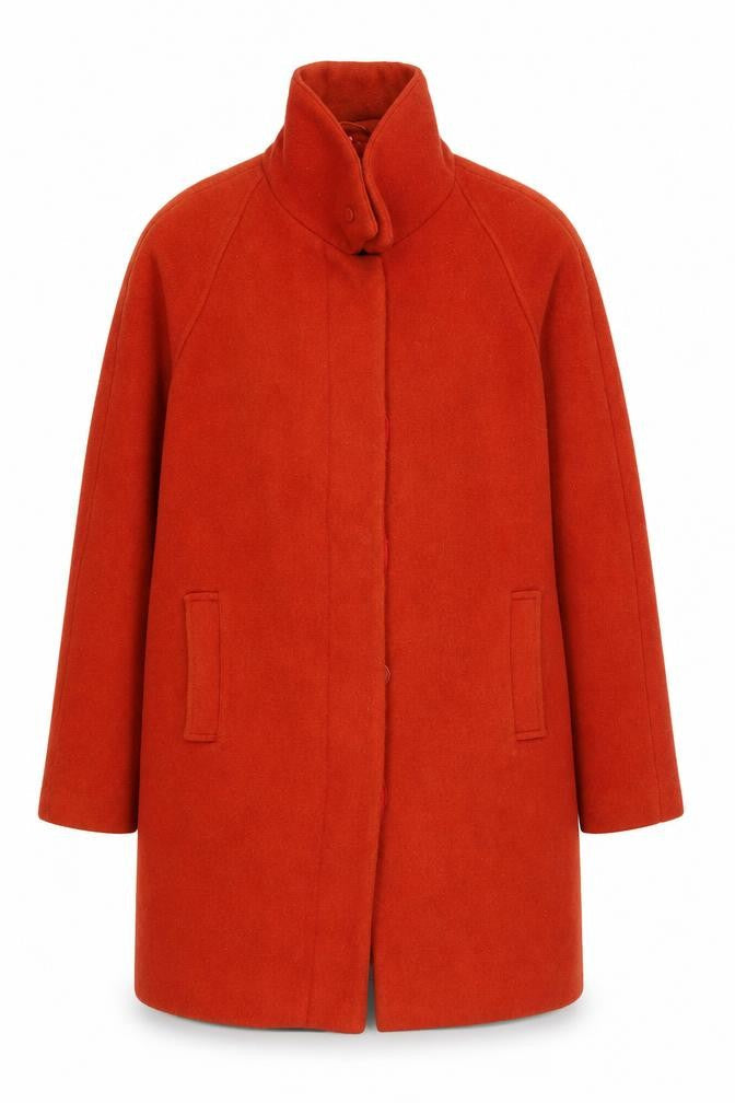 Dickins & Jones Women's Red Wool Mid-Length Overcoat Size 8