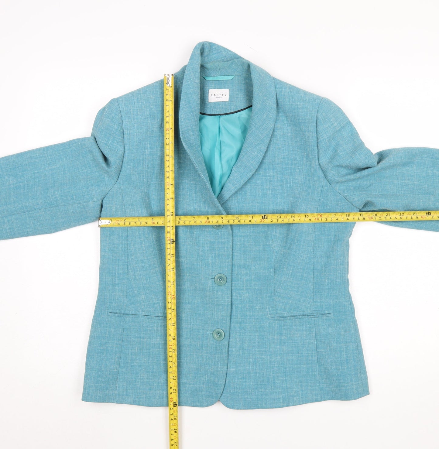 Eastex Women's Blue Linen Blend Two-Button Suit Jacket Size 12